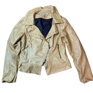 SVETLANA Studded Faux Leather Moto Biker Jacket Size 6